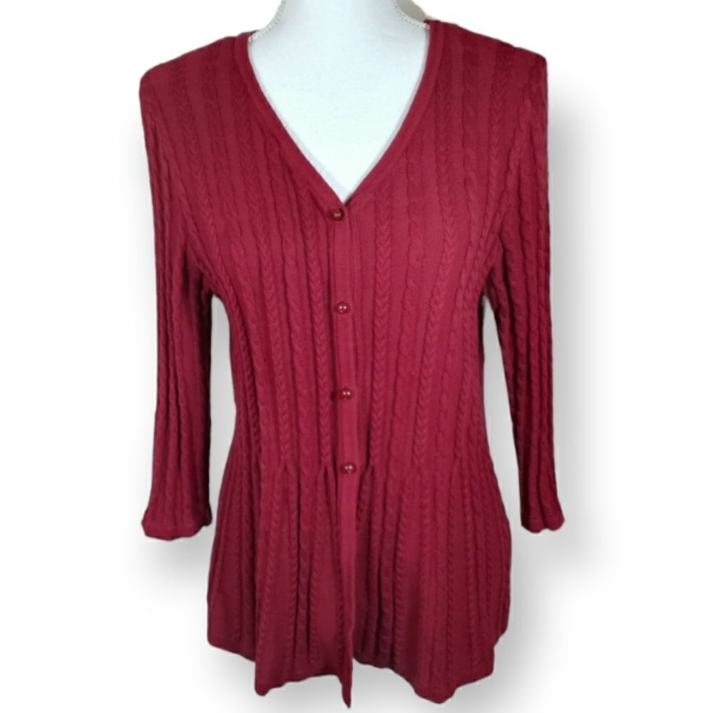 LAURA SCOTT BURGUNDY/RED CARDIGAN SZ.XLP EUC